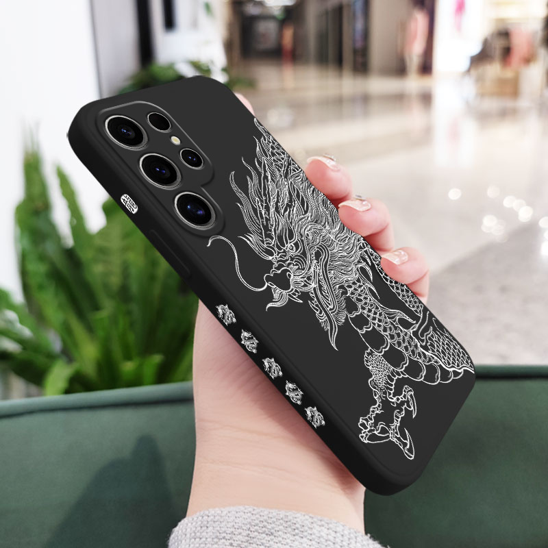 TEMU Чохол для телефону - Чохол для телефону "Скетч Дракон" для Samsung Galaxy S25 S24 S23 S22 Ultra S21 FE S20 Plus S10 A56 A36 A26 A06 A16 A55 A54