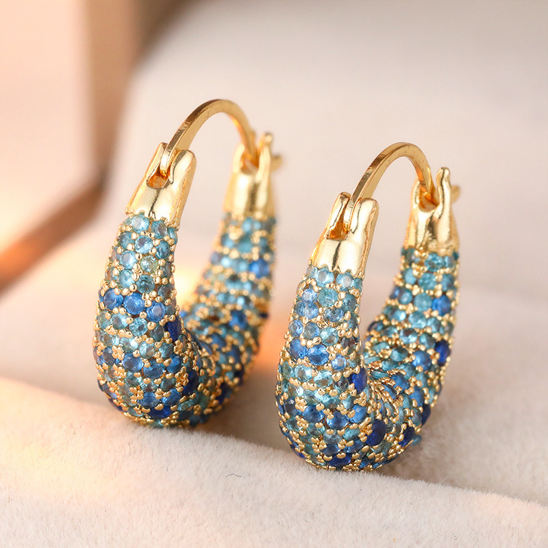 TEMU Boucles d'oreilles créoles élégantes pour femme avec synthétique bleue - Cuivre nickel, parfaites pour et les occasions spéciales