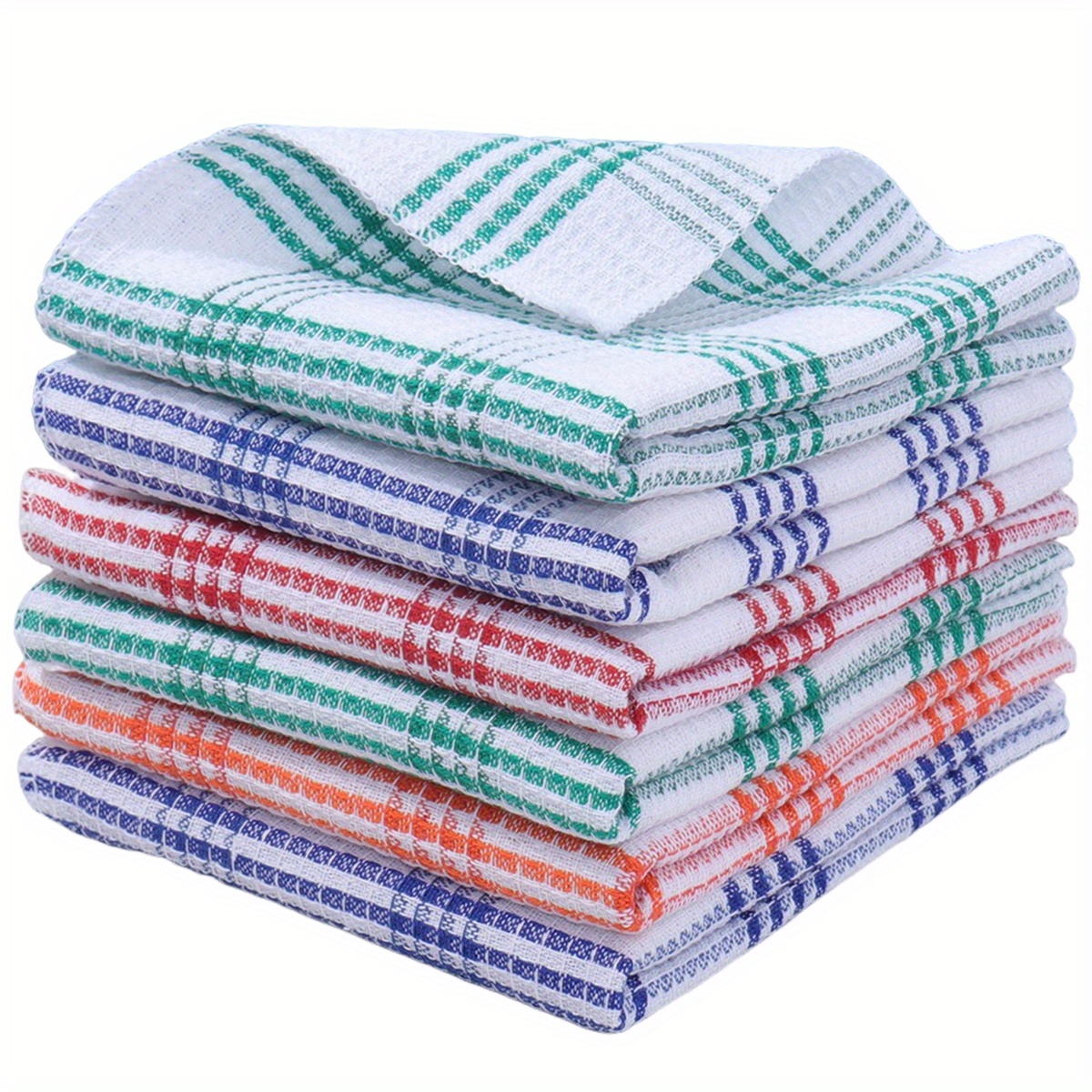 12pcs Retro Plaid Kitchen Towels - Super Absorbent Coffee Grid Weave, 25x25cm, Polyester Blend Dish Cloths for Kitchen, Bathroom