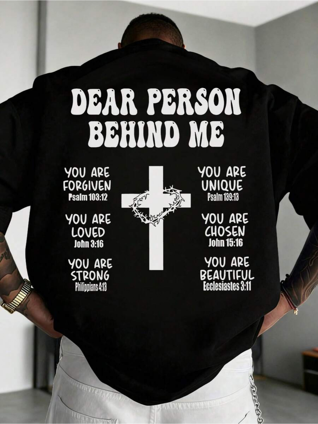 K-GLORY *'S Casual Multi-Functional Basic English * & Cross Design Short Sleeve Tee