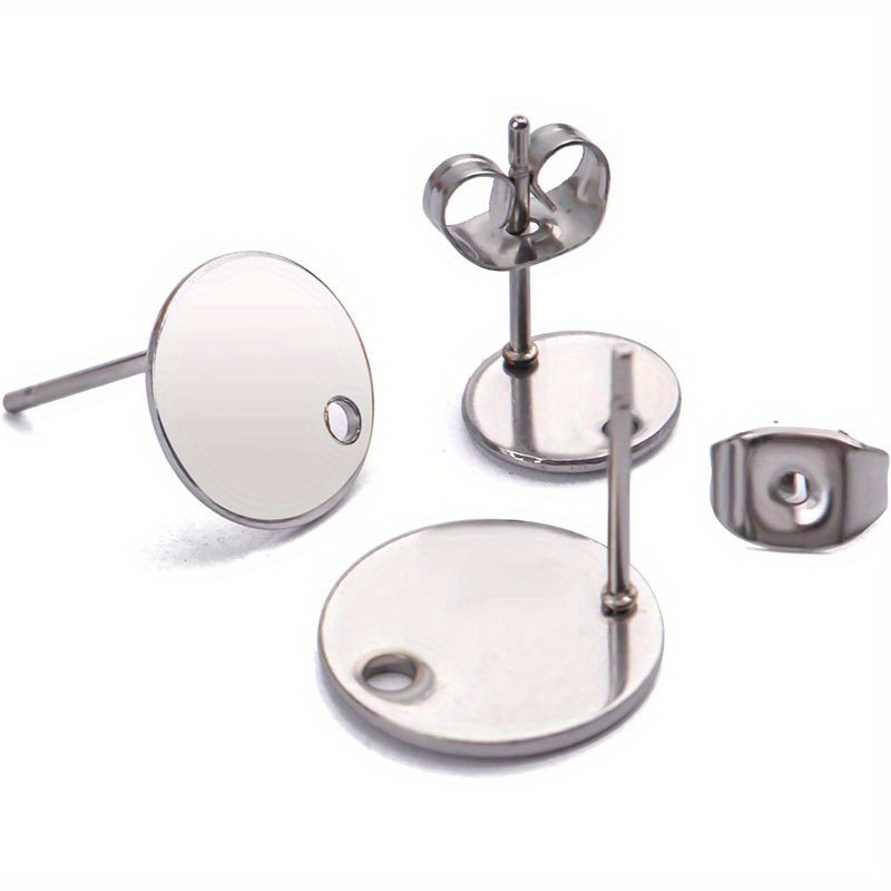 10pcs Stainless Steel Round Disc Earring Posts for DIY