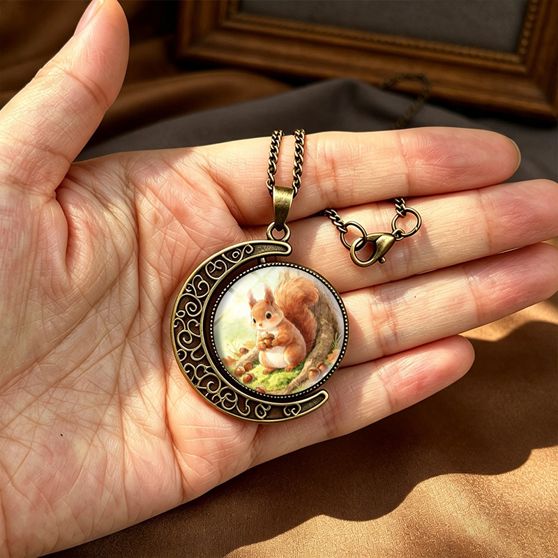 3pcs Handmade Glass Squirrel & Acorn Jewelry Set