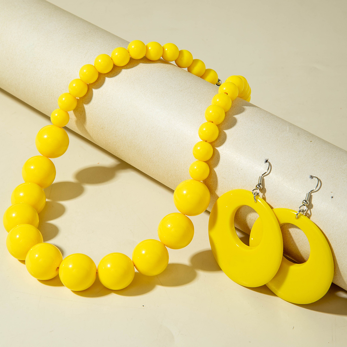 2 Unique Acrylic Bead Jewelry Sets with Circular Pendants