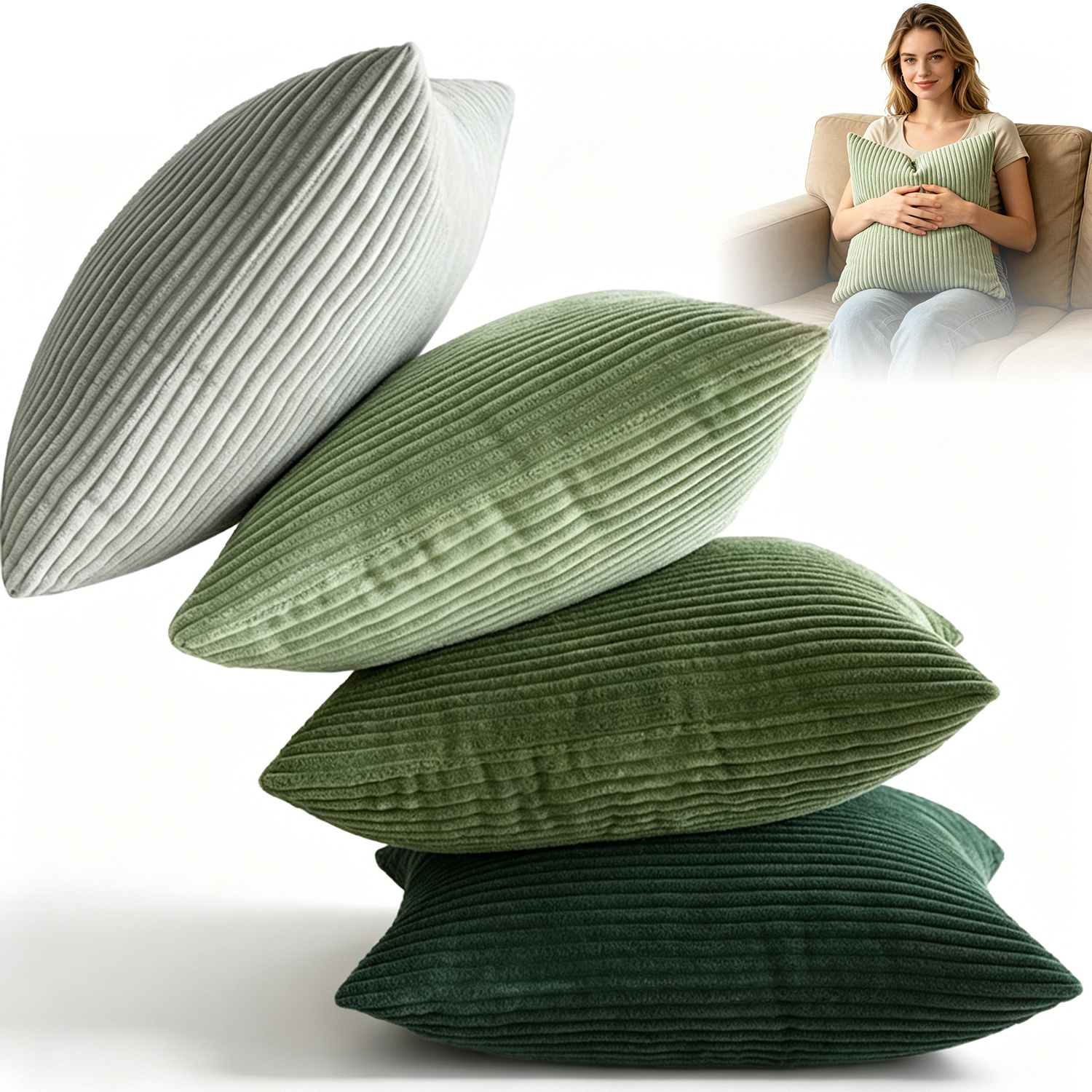Image of 4pcs Soft /pile Pillow Covers Suitable For Bedroom Living Room Decor, Modern Zippered Cushion Cases With Zipper Closure, Machine Washable Durable Bedding For Sofa,, - Fits Contemporary Decor (45x45cm)