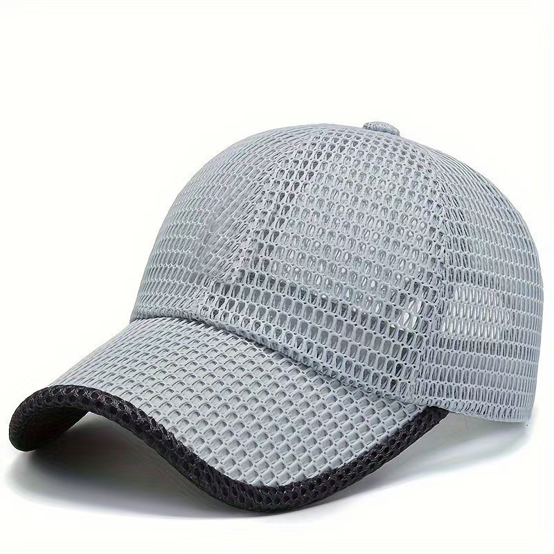 Hot Selling Summer Men's And Women's Hollow Mesh Breathable Baseball Caps, Outdoor Hiking And Fishing Hats, Light Plate Solid Color Duckbill Caps