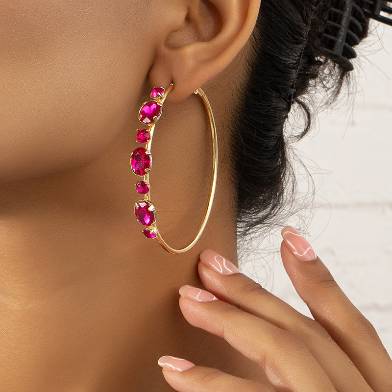Women's Inlaid Colored Synthetic Zirconia Round Earrings
