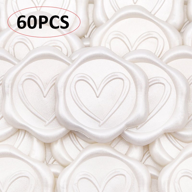 Image of 60pcs Of Heart-shaped Wax Seal Stickers In , Perfect For Sealing Envelopes. Self-adhesive Stickers Are Ideal For Weddings, Parties, Birthdays, And Valentine's Day