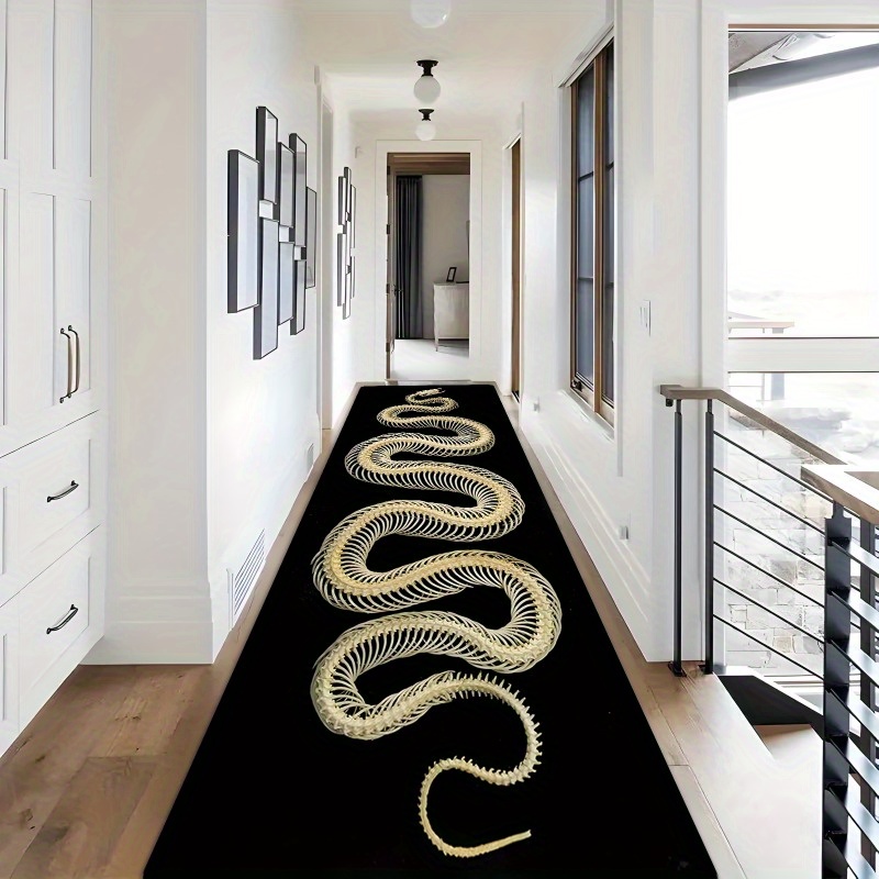 TEMU 1pc Realistic Bone Pattern Hallway Runner Rug, 1.2cm Thick With Anti-slip Backing, Over 500g Per . Comfortable And Soft Machine Washable Runner