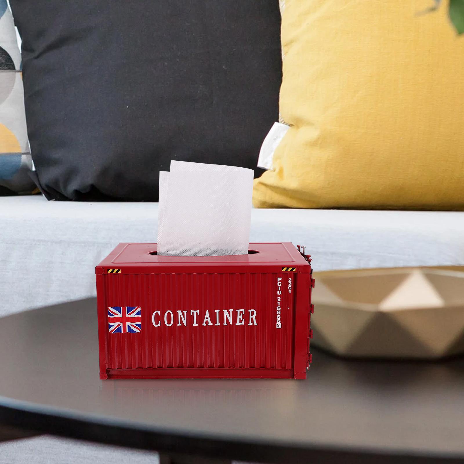 1pc industrial red tissue box sturdy construction compact square design for home office bathroom kitchen hotel car decorative organizer for tissues napkins receipts modern industrial decor storage container   rustic aesthetic durable construction napkin holder   businesses Product details 2