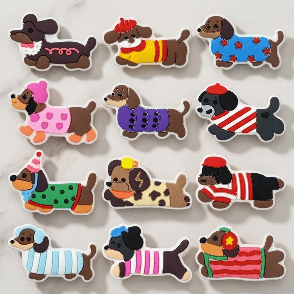 TEMU 12pcs Ensemble de breloques pour chaussures de chien d'Allemagne et de , décorations amusantes multicolores en PVC pour sabots de chaussures à
