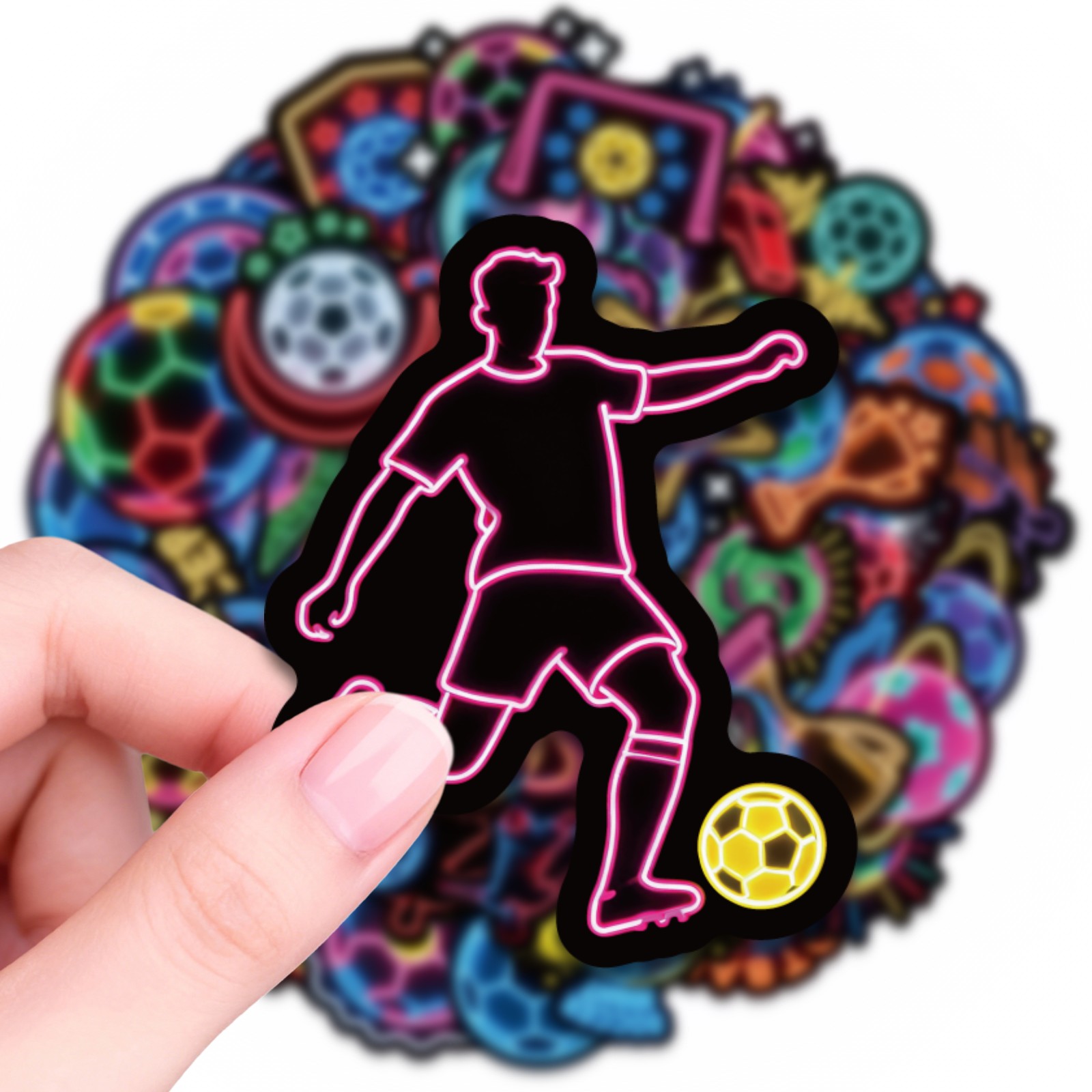 56pcs Cyberpunk Sticker Football Journal Decal Glowing Effect Art