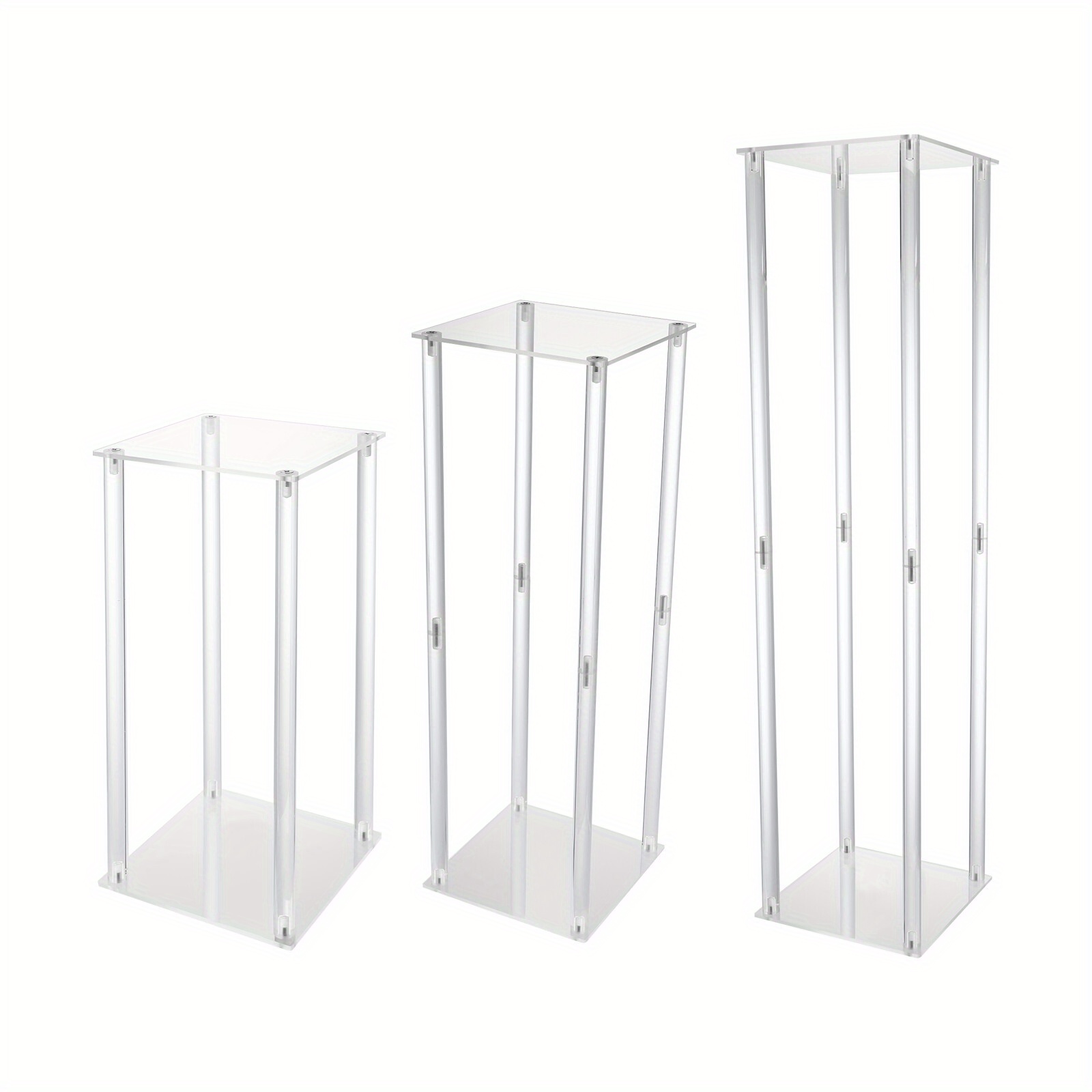 3pcs Acrylic Wedding Flower Stands, 3 Flower Stands Of Different (40cm/ 60cm/ 80cm), Suitable For Weddings, Birthday Parties, Christmas Parties, Decorations, Banquets