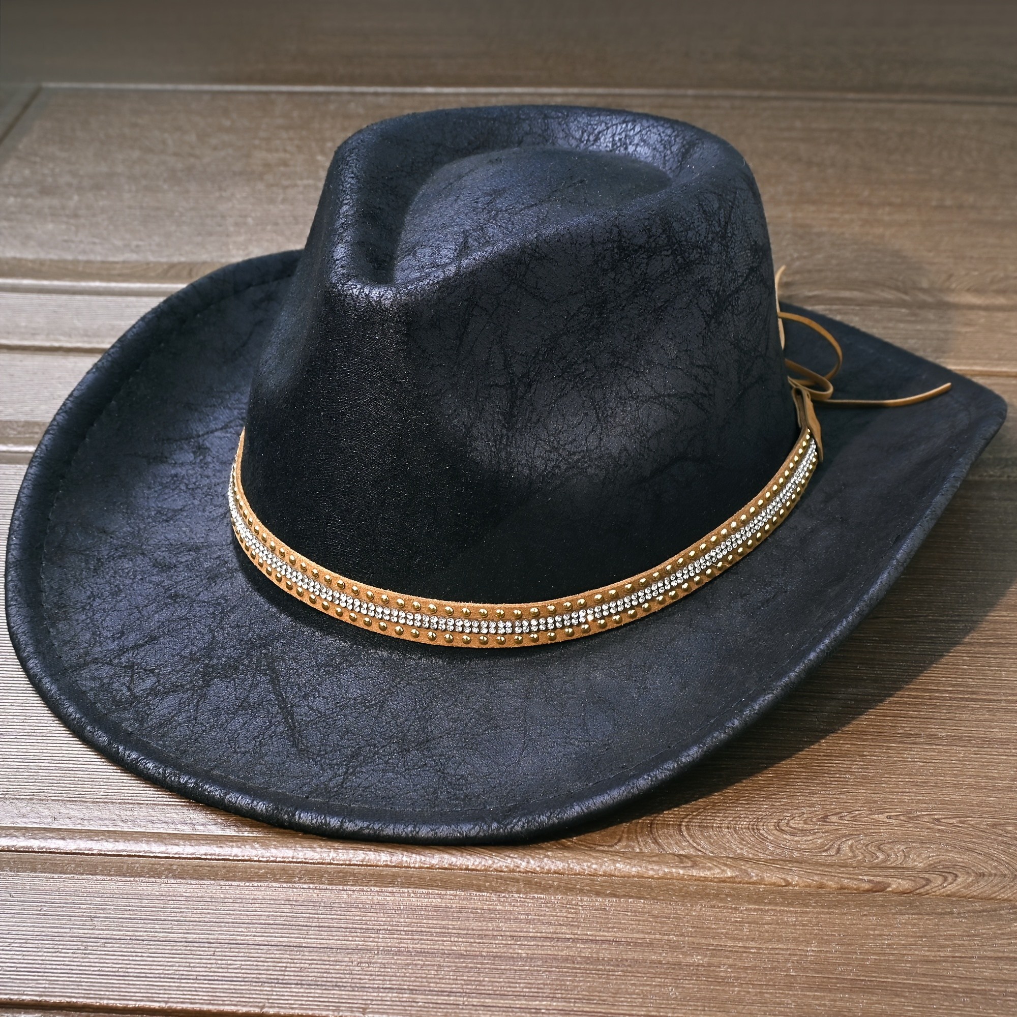 TEMU 2pcs Unisex Cowboy Hats, Outdoor Travel Wear, Distressed Style, Wide Brim, Lightweight And Fashionable