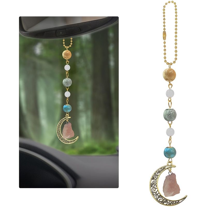 TEMU 【商品名】ムーンペンダント、ルバックミラーペンダント、レディースカーアクセサリー、かわいいセアクセサリー