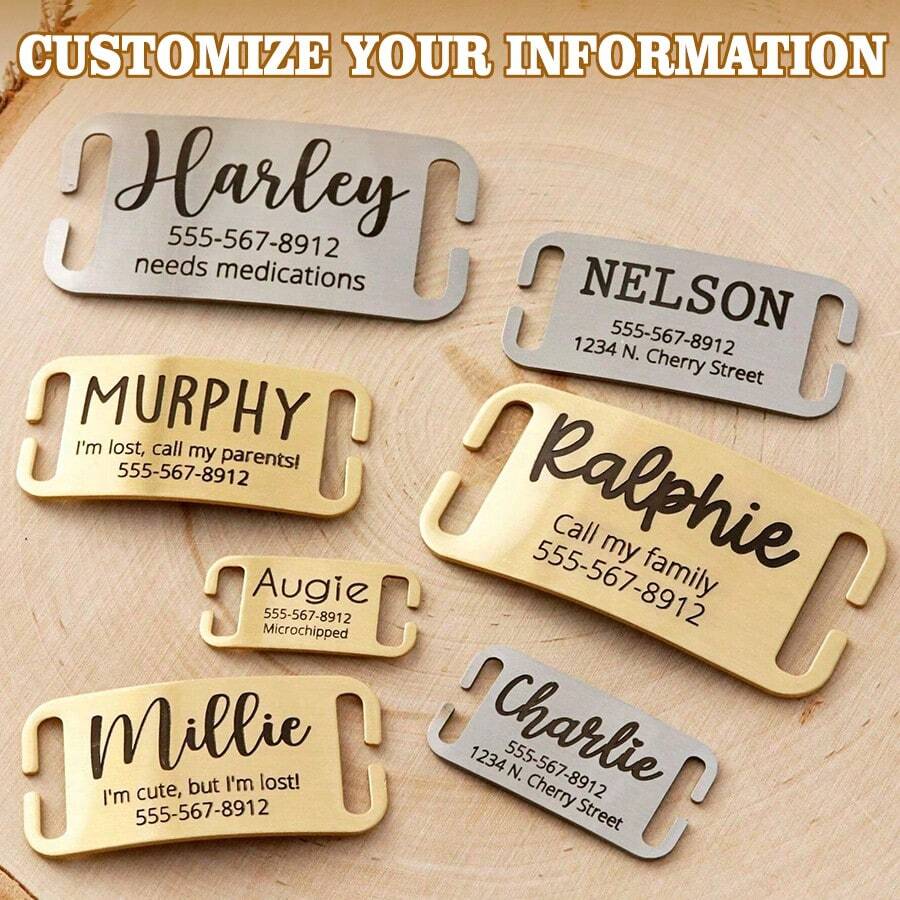 TEMU 1pc 1pcs Personalized Laser-engraved Pet Tag Collar Charm - Custom Name/phone/address/ Number, Scratch & Wear Resistant Suitable For Most