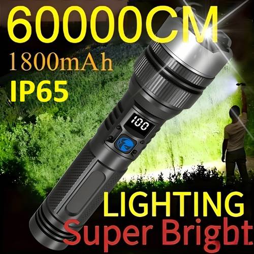 imagen del artículo linterna led recargable ultra , linterna led de lumen, ip65, pantalla digital, iluminación multimodo, multifuncional para camping, pesca, caza y emergencias, regalo sorpresa