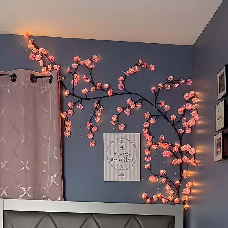 104 bulb cherry   vine string lights 52pcs leds and 52pcs cherry   glowing cherry tree branch lights   cherry vine lights led branch lights 8   of flashing usb powered indoor atmosphere decorative lights Product details 9