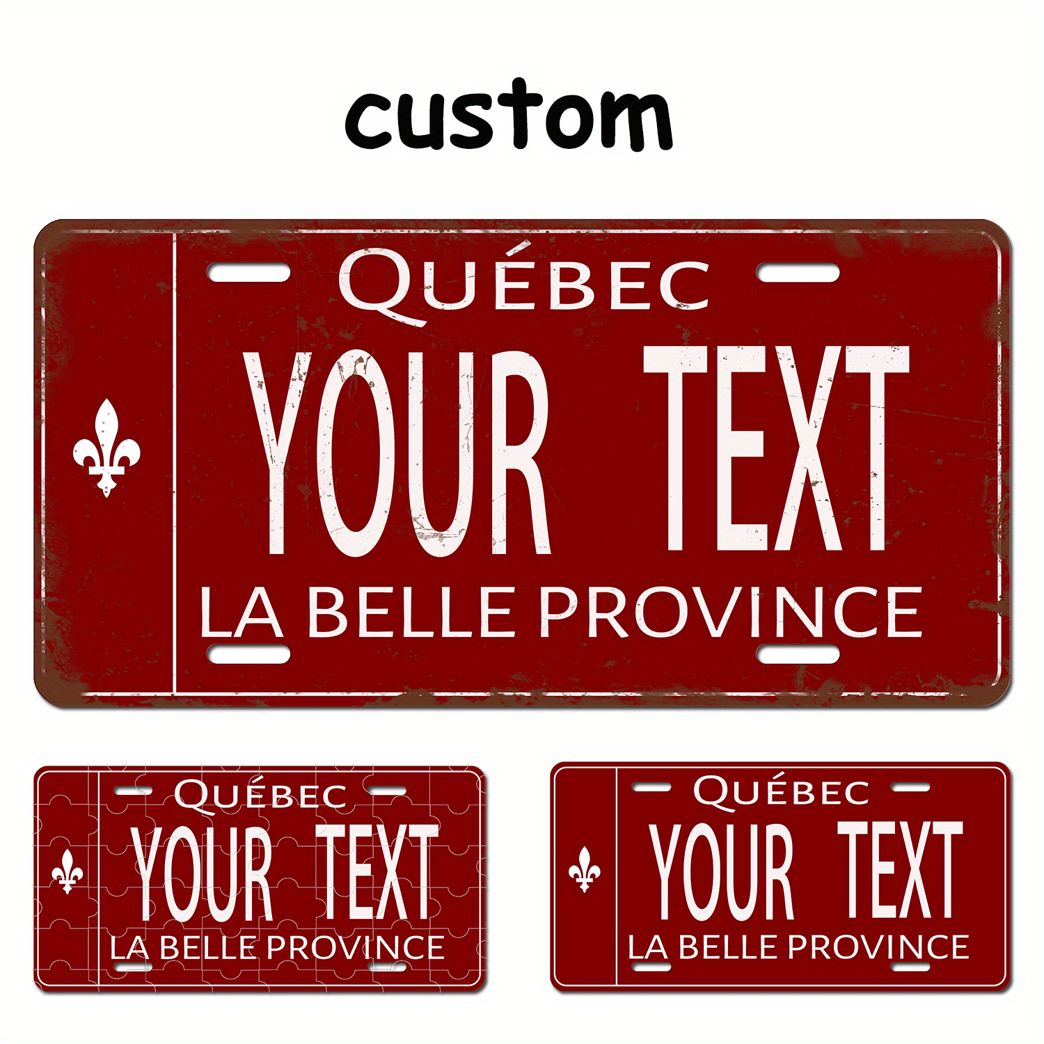 Customizable Stainless Steel Quebec License Plate - 6x12