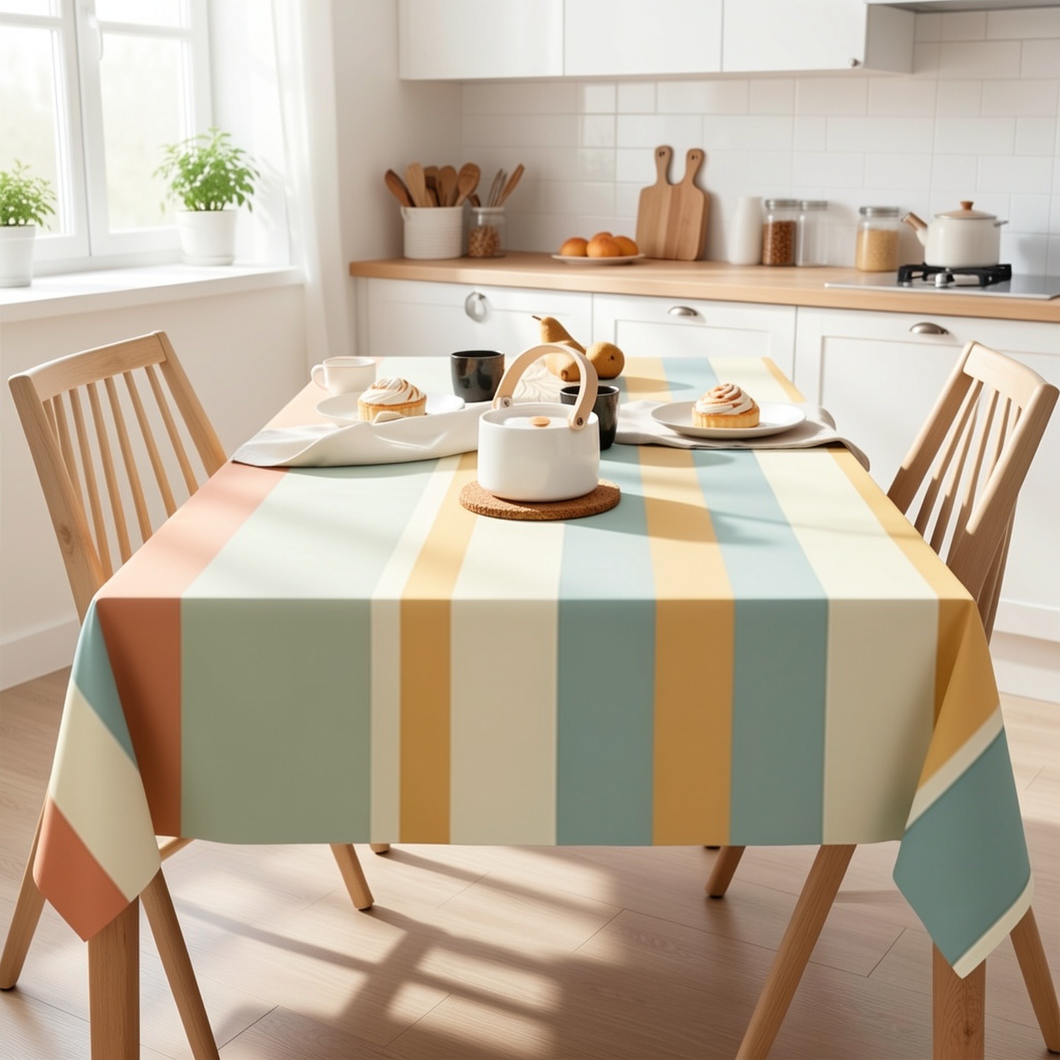 TEMU Halloween,christmas,1pc Rectangular Multicolor Gradient Striped Tablecloth, Rectangular Tablecloth, Ideal For Decor, Suitable For Parties,