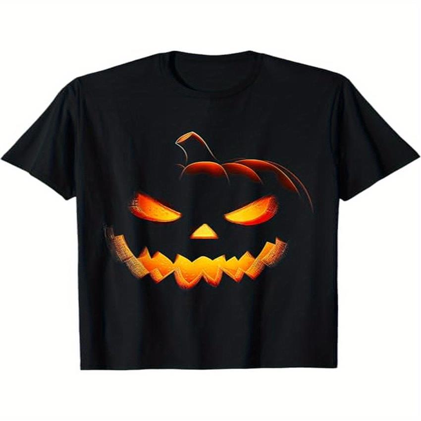 T-Shirt Halloween Squelette à Tête De Citrouille - Déguisement Drôle Et Décontracté - Pour Fête Et Tour Ou Trait