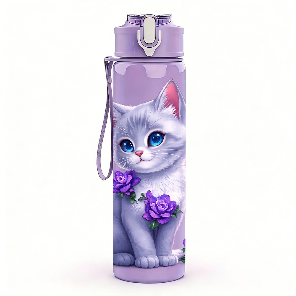 TEMU 1 botella de de plástico multicolor de 750 ml/26 oz con diseño de , diseño estampado lindo, a prueba de fugas con , adecuada para deportes al ,