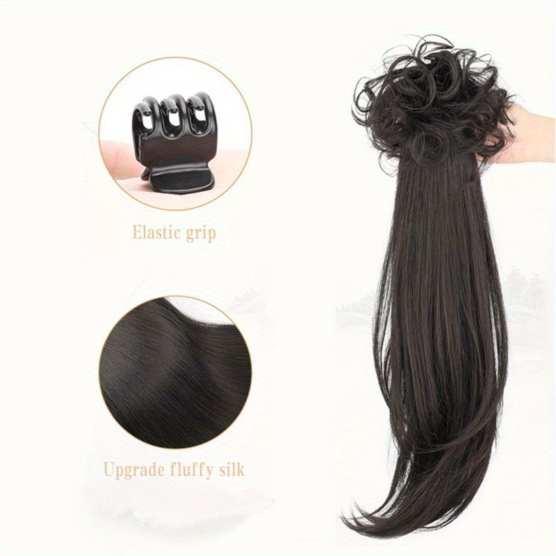 elegant deep wave ponytail extension for women natural looking synthetic hair claw clip in versatile for   details 7