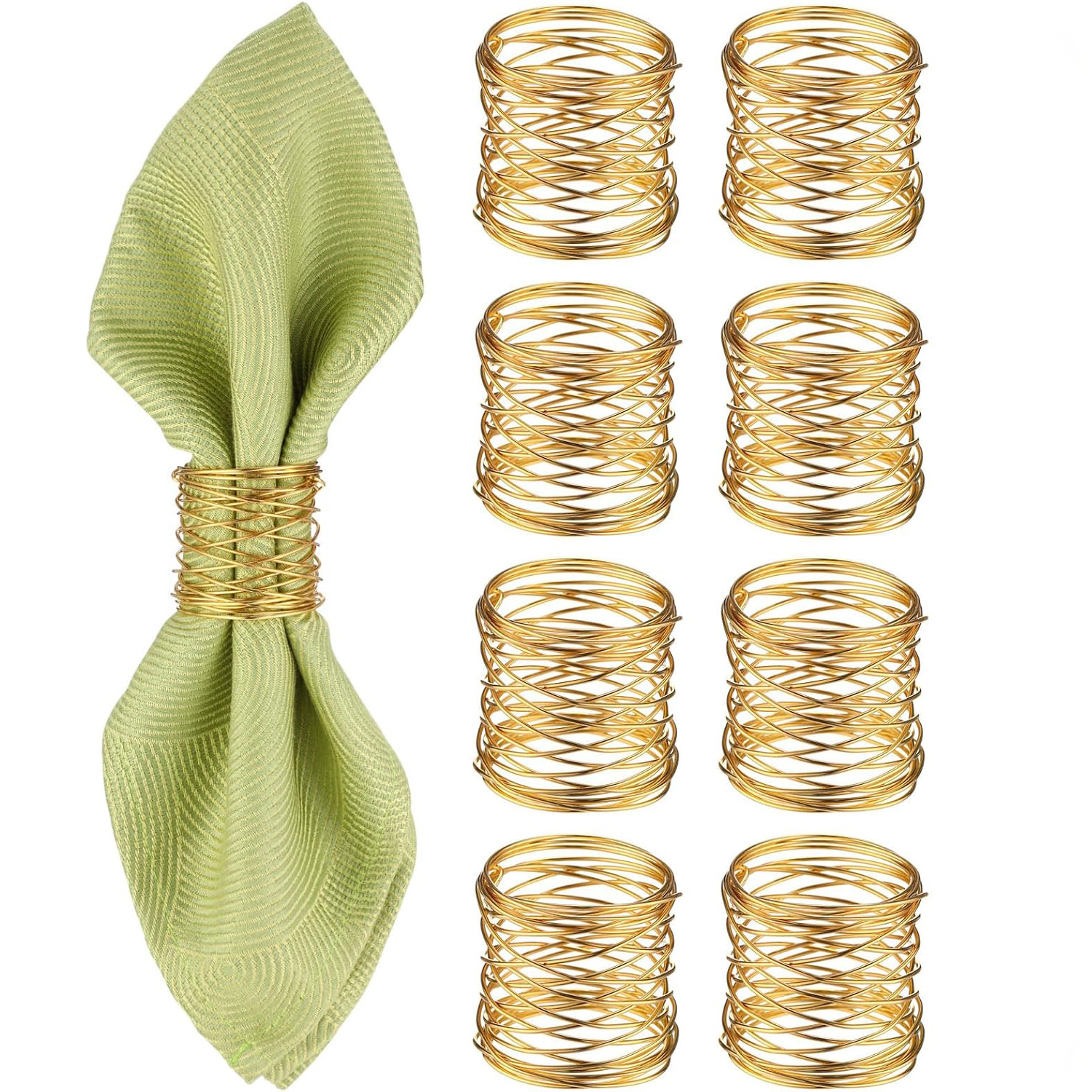 TEMU 8pcs Napkin Rings Holders Handmade Round Mesh Heavy Duty Metal Napkin Rings Holder For Dinner Decoration Dining Table Parties Wedding Christmas