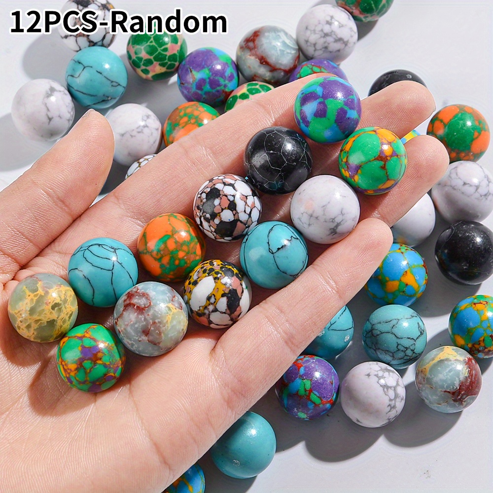 TEMU 6/12pcs Natural Stone Ornaments - Assorted Marbled Patterns & Earthy Tones, Indoor/outdoor Home Decor, Diy Tabletop & Garden Decorations, Unique