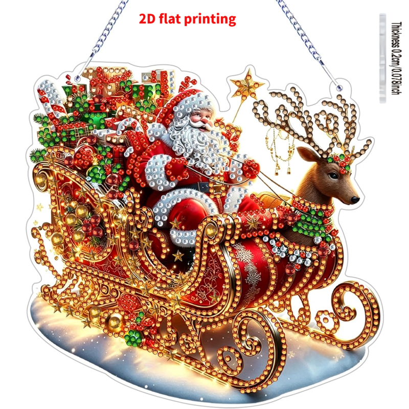 TEMU Kit de peinture diamant à suspendre pour adulte avec impression 2D à plat, kit de peinture diamant pour ornement de Noël, kit de suspension pour