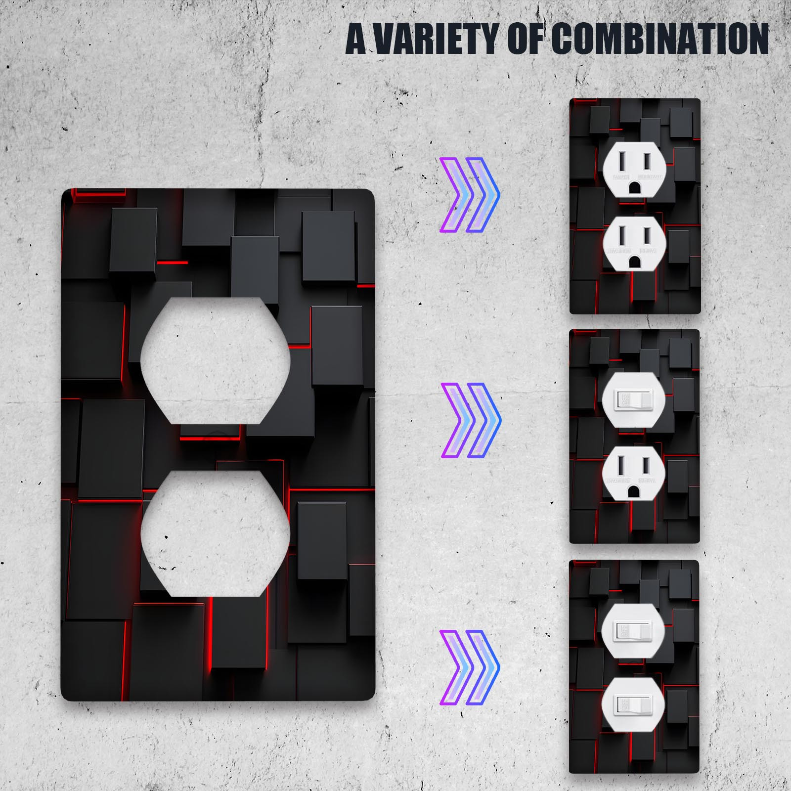 Geometric Block Decorative Outlet Cover with 1 or 2 Holes