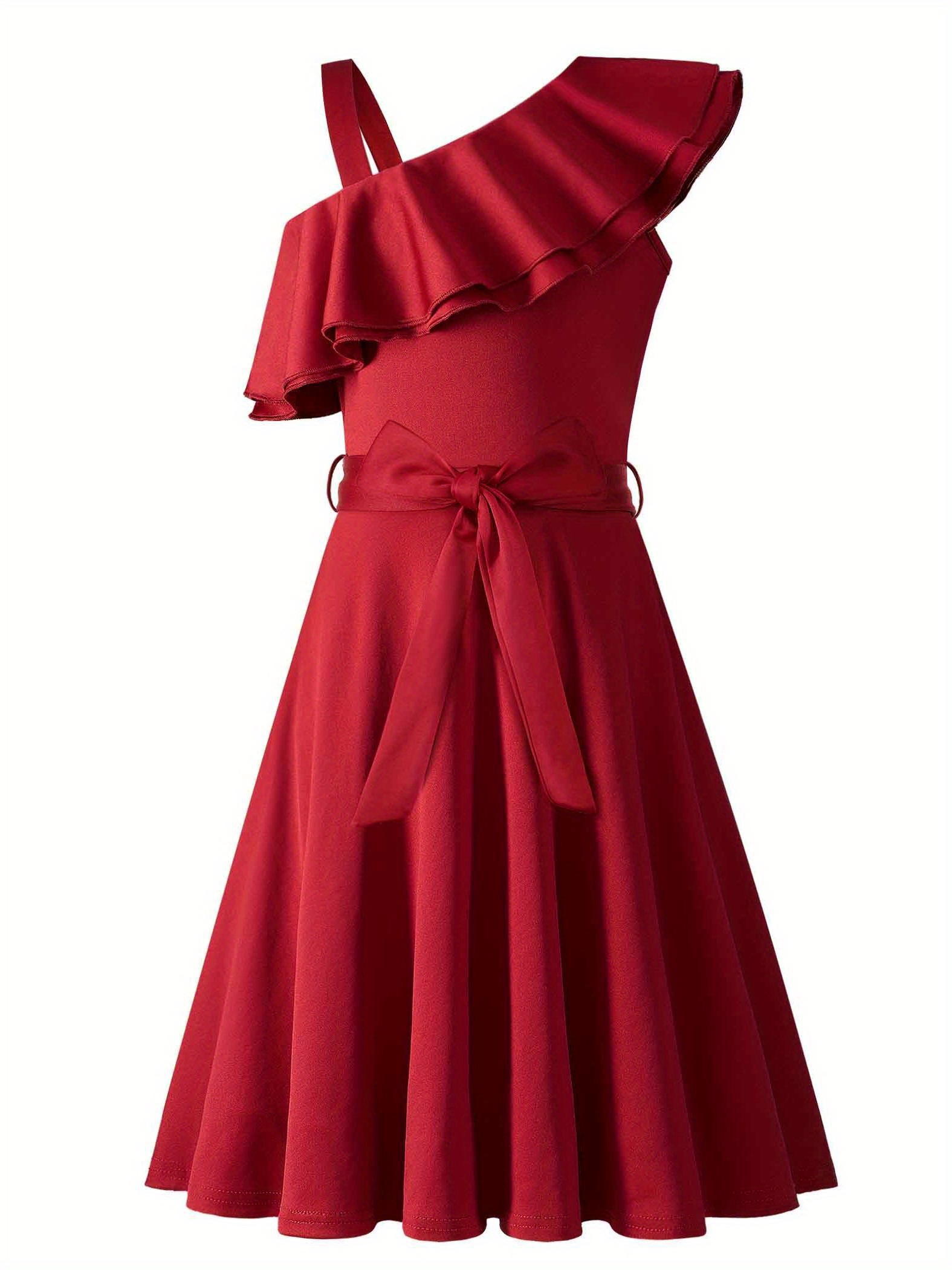 girls sleeveless ruffle neck a line dress pockets 5 12 years - Temu