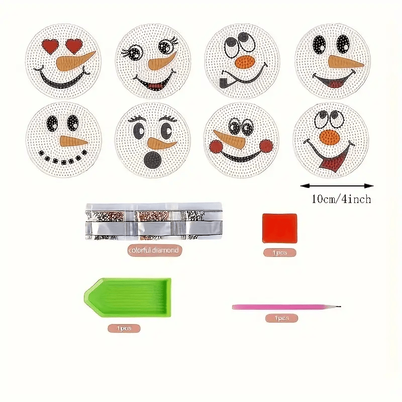 TEMU 8pcs Painting Coasters With Stand, Diy Face Series Coasters, Suitable For Adult Sewing 5d Diy And Beginner Diamond Painting Kits, Diamond Craft