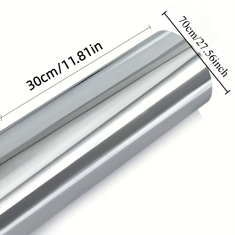 TEMU Pellicola adesiva per auto, specchio cromato lucido argentato, X 27.56 pollici, senza bolle, personalizzata, adesivo specchio premium, aggiunte