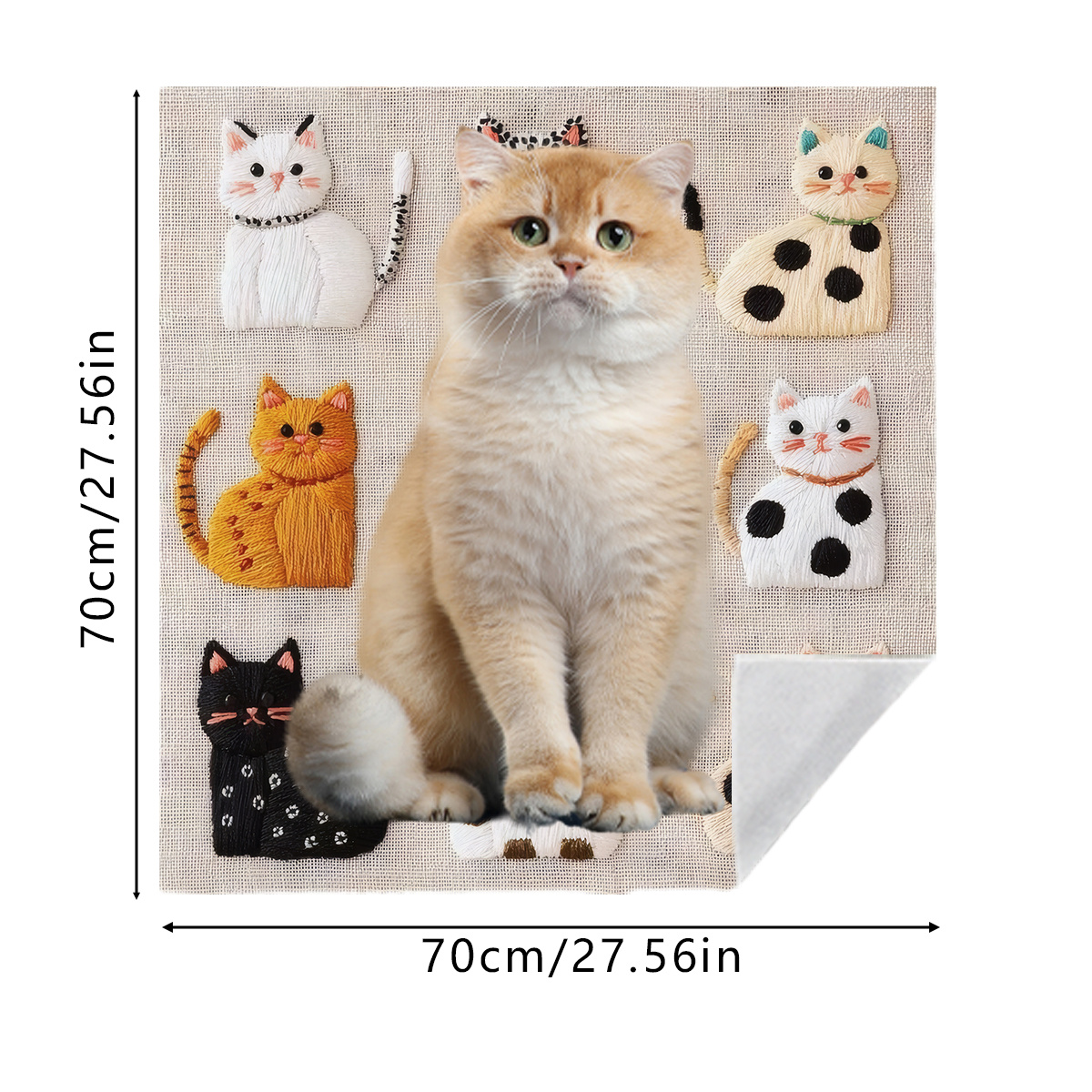 E-shop ., [Multifunktionales magisches Klebe-Tuch] Niedlicher, heilender, mehrfarbiger Katzen-Druck, ultragroßes Anti-Entweichungs- und