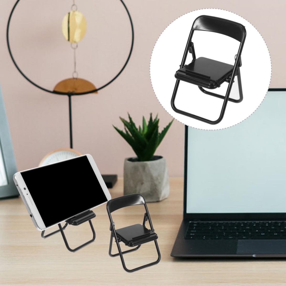 6 12 24pcs folding chair furniture model smartphones desk stand scene decor mini house chair model tiny chair figurine foldable chair table chair mini house ornament phone chair details 3