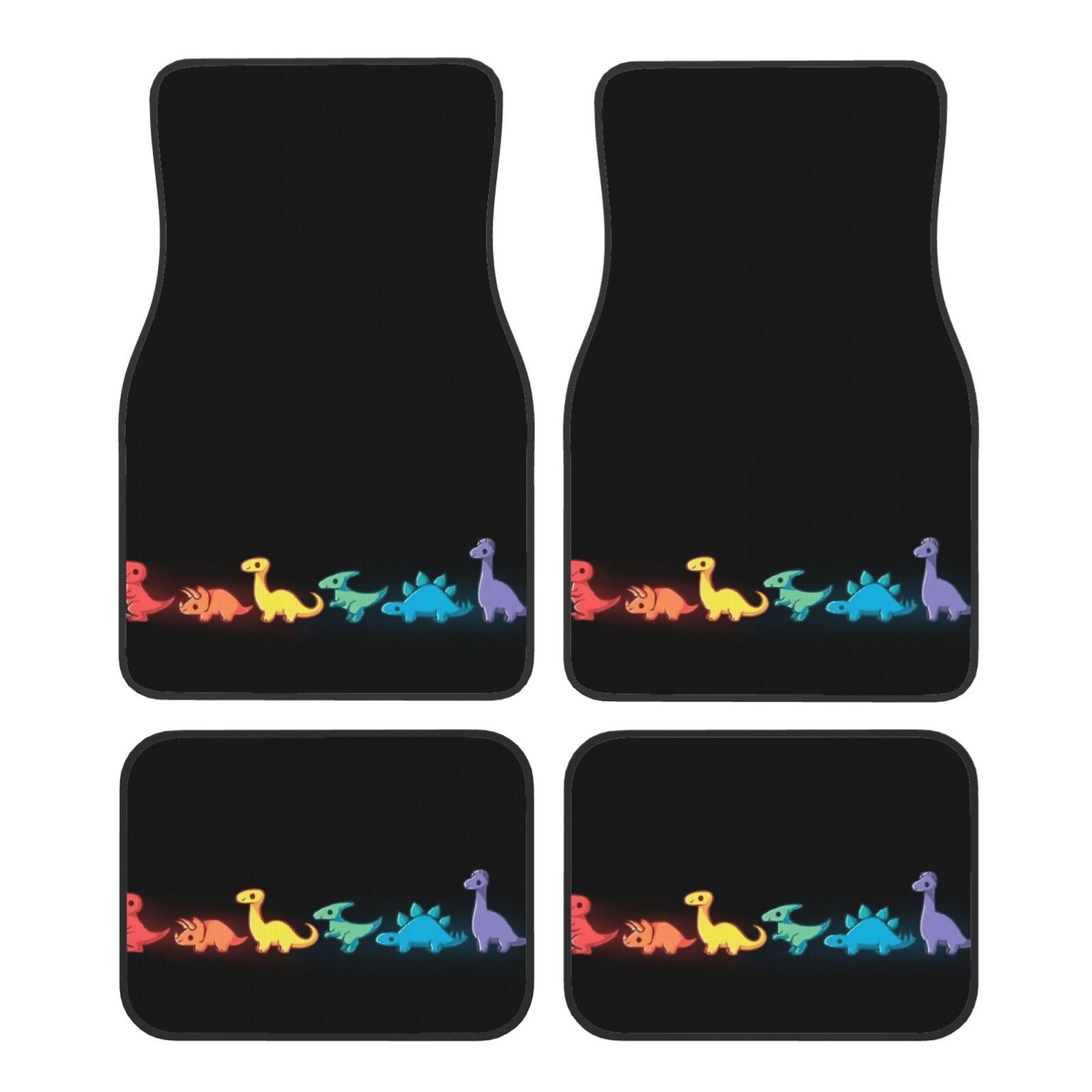 TEMU 4pcs Cartoon Dinosaur Pattern Car Floor Mats - Non-slip And Easy To Clean, - Suitable For Sedans, Suvs, For Front And Rear Seat Mats, Reinforced