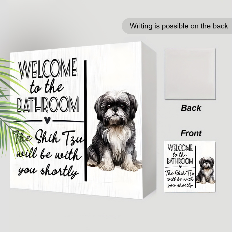 TEMU 2d Flat, A Single Cute Puppy Design Made Of Pvc, Perfect For Bathroom Decor. Welcome Signs For The Bathroom, Fun Desktop Decorations To In The