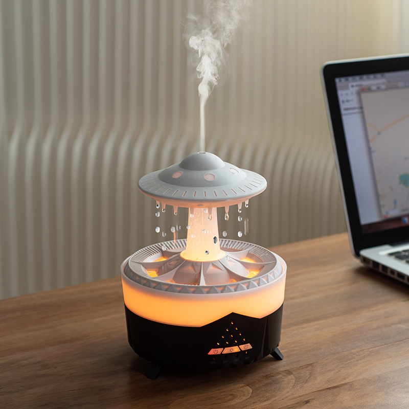 ufo black shape aromatherapy humidifier can add essential oil and   light suitable for home bedroom   rain shape   technology   and holiday gifts 0