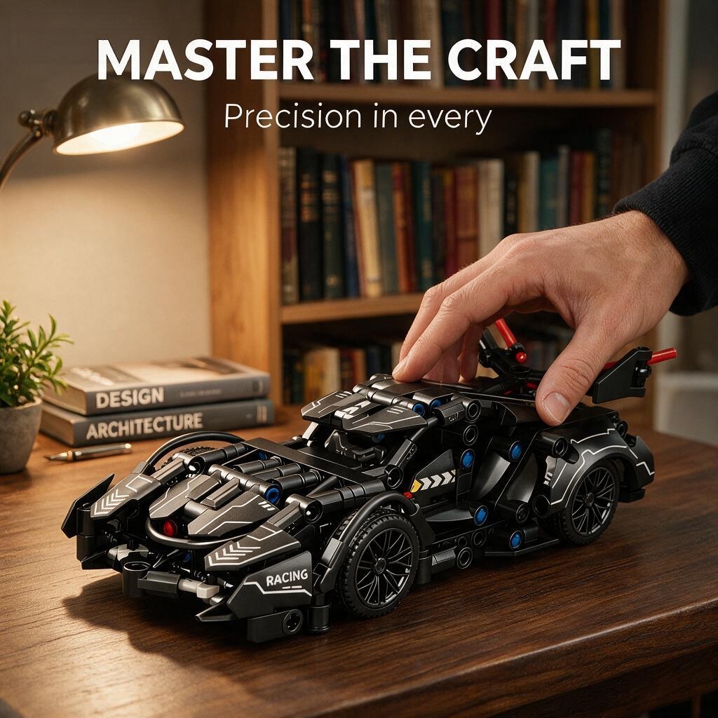 Black V12 Sports Car Building Blocks, Limited Edition