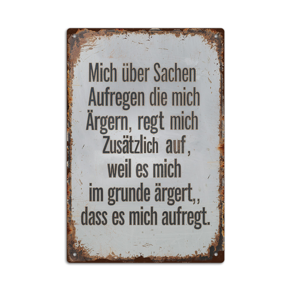 Image of Putuo Decor 1pc German Funny Quotes Vintage Metal Sign, "getting About Things That Me More It Annoyed Me That It Me.", Wall Art Decor For Home, Farmhouse, Office, Studio, Bar, Pub, Club