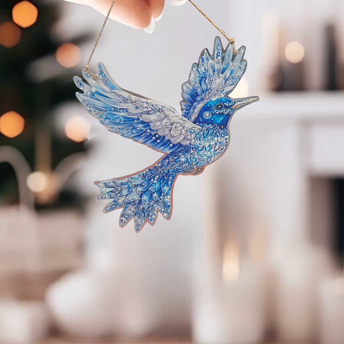 TEMU 2d Flat, Unique Acrylic Crystal Bird Sun Catcher- 19.99cm Colored Glass Reflective, Animal-themed Wall Decoration, Home And Garden Gifts,