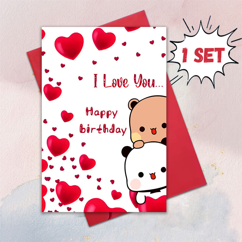 TEMU 1 Set Of Birthday Greeting Cards, Featuring And Dudu Theme, With Envelope (4.72in X 7.09in). Perfect For Husband, Wife, Boyfriend, Girlfriend,