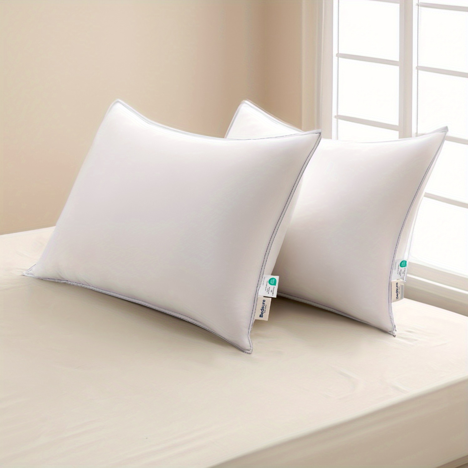 

Bedsure Set Of 2 Pillows - Zippered Decorative Polyester For , Bed Pillows For And