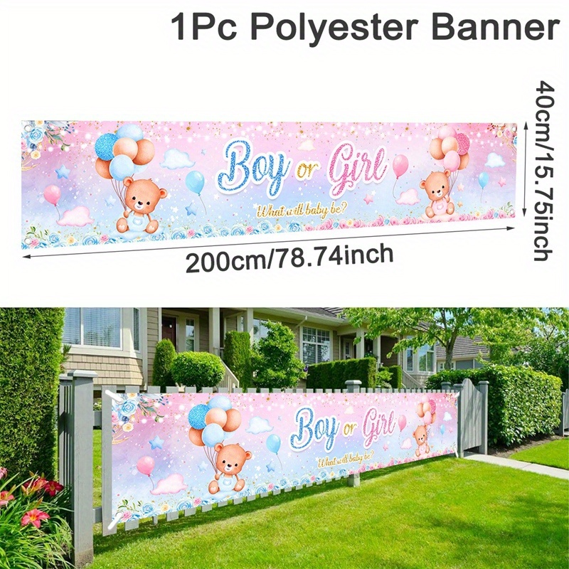 E-shop Blau & Rosa Bär Baby Banner aus Polyester - Dekoration für Geschlechtsenthüllung & 1. Geburtstag für Gartenpartys, Kinderzimmer &
