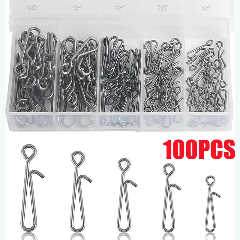 TEMU 100pcs Quick Change Fishing Rolling Swivels Hanging Snaps Sea Fishing Swivels And Clips For Fishing Lure To Line Connectors (1# 2# 3# 4# 5#)