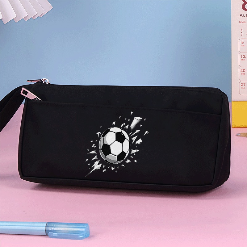 TEMU Trousse de sport personnalisée style sportif avec sac à crayons "Ballon de foot" et "Crayon Éclair", grande , pour papeterie