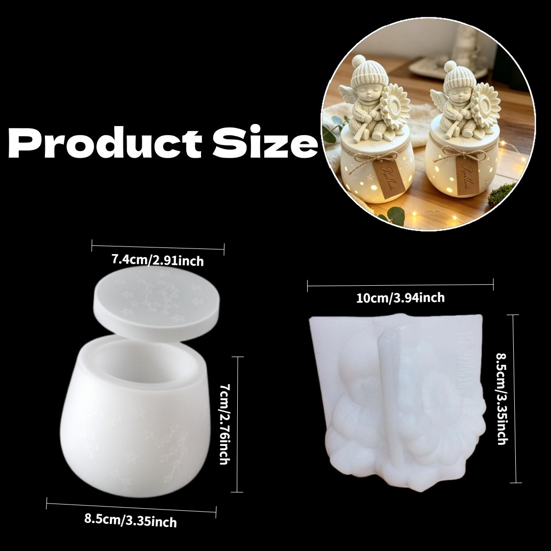 TEMU 3pcs Sunflower Resin Silicone Casting Molds, Flexible Epoxy Resin Cement Plaster Molds For Hollow Candle Jar Storage Container, Christmas