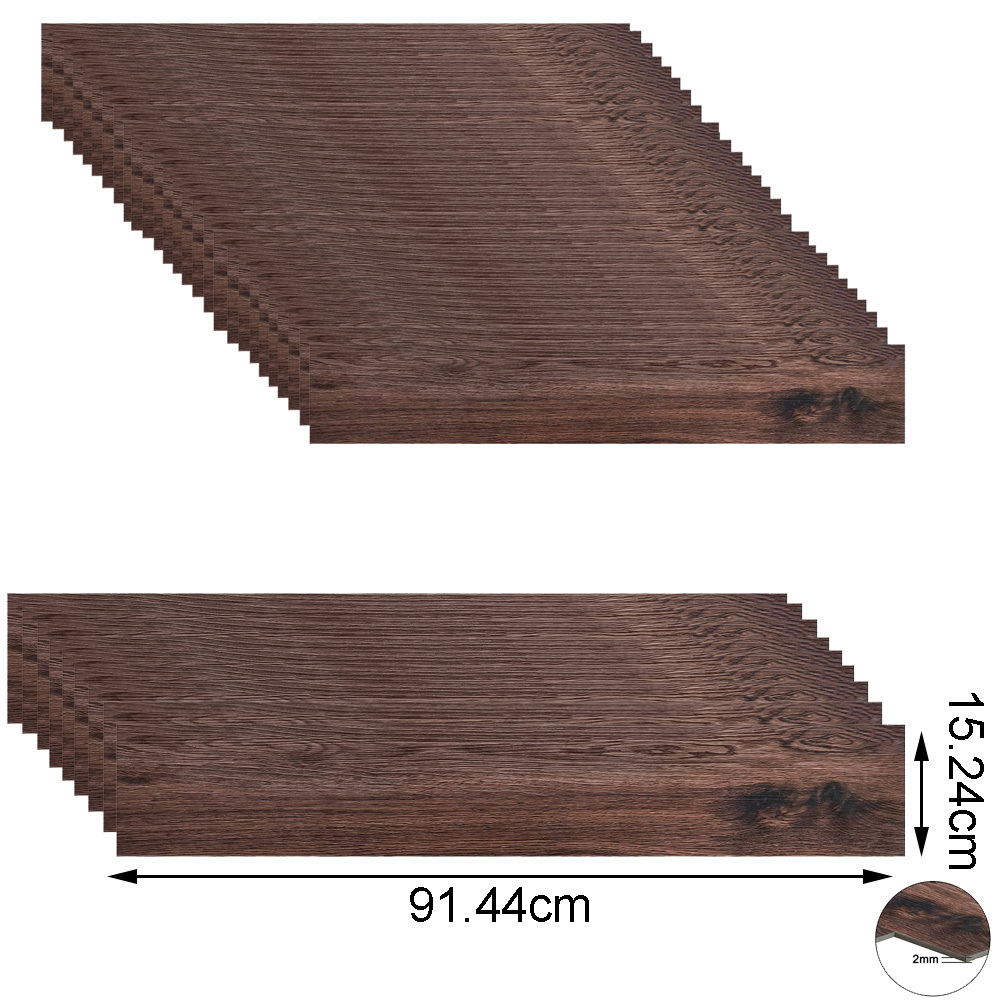 Self-adhesive Pvc Floor Tiles With Wood Grain Cuttable, Ideal For Bedroom, Kitchens & Living Room, 2.5m² -5.02m², Each Tile 91.44x15.24cm (l X W)