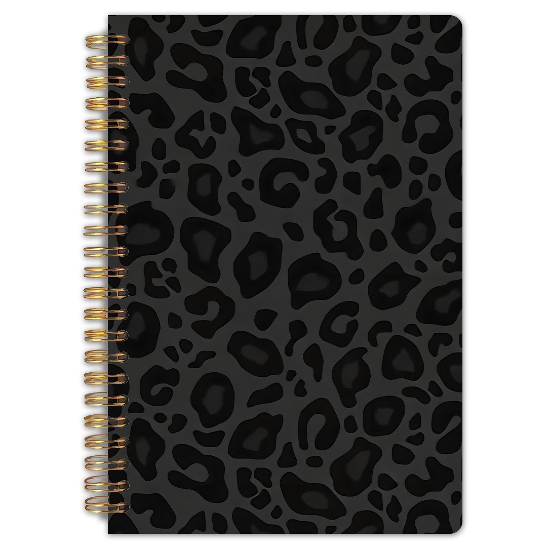 E-shop 1 stylisches Spiralnotizbuch mit Leopardenmuster, enthält 50 Seiten, misst 5,5 x 8,3 Zoll, als Geschenk für Schule, Büro oder Zuhause,