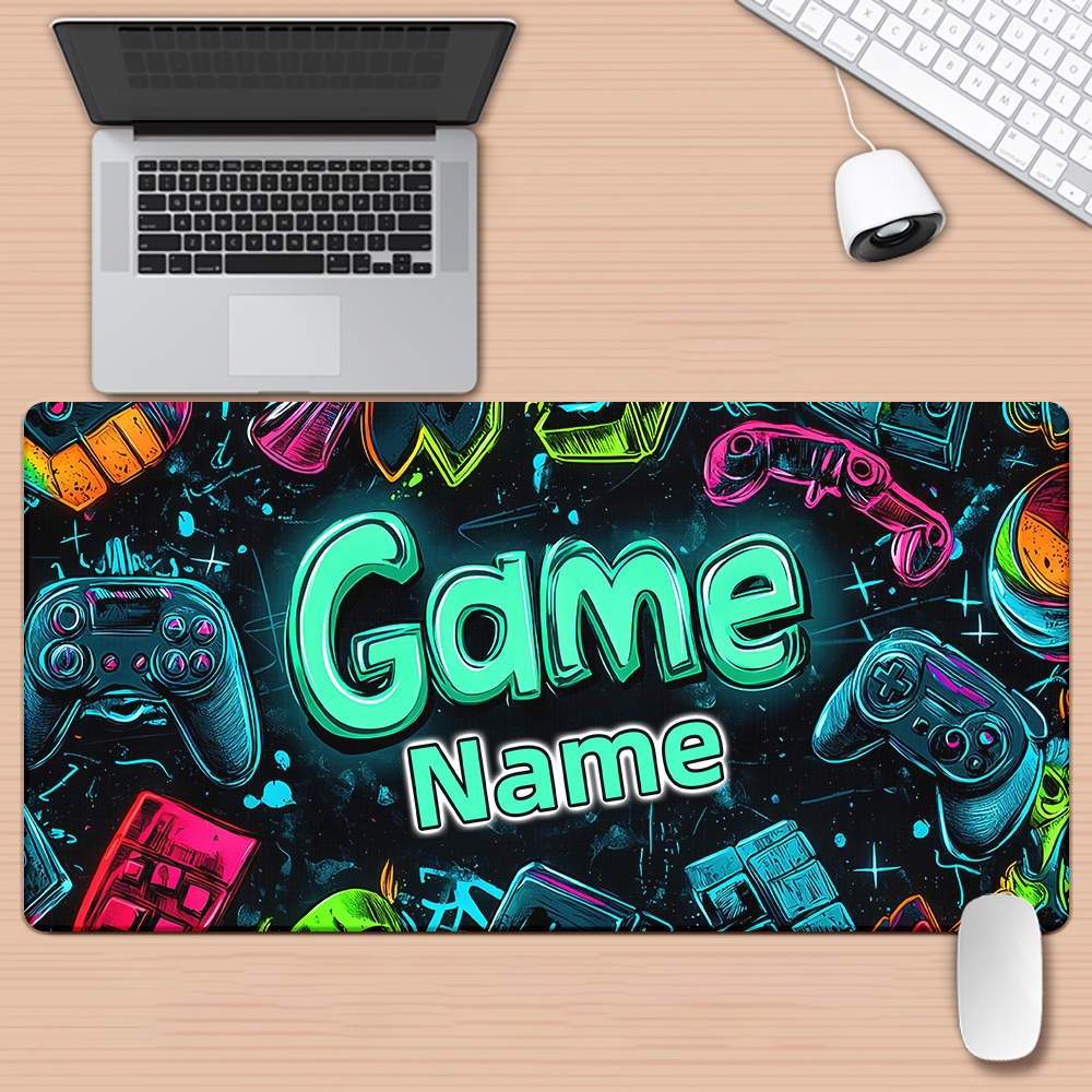 TEMU Custom Name/text, Esports Game Theme Pattern Hd Printed Desk Pad, Multi-functional Xxl Mousepad, Keyboard Gaming Mouse Mat, Office Computer Desk